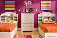 Summer Breeze Twin Bookcase Headboard White Wash