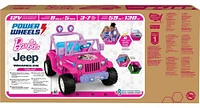 Power Wheels Barbie Jeep Wrangler Ride-On Toy with Music, Battery-Powered Preschool Toy