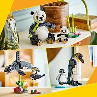 LEGO Creator 3en1 Les animaux sauvages : la famille de pandas, Ensemble de jeu, Se transforme en orque ou en pingouin 31165