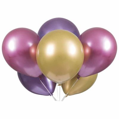 Pink Purple Gold Platin 11" Balloons 6 pieces