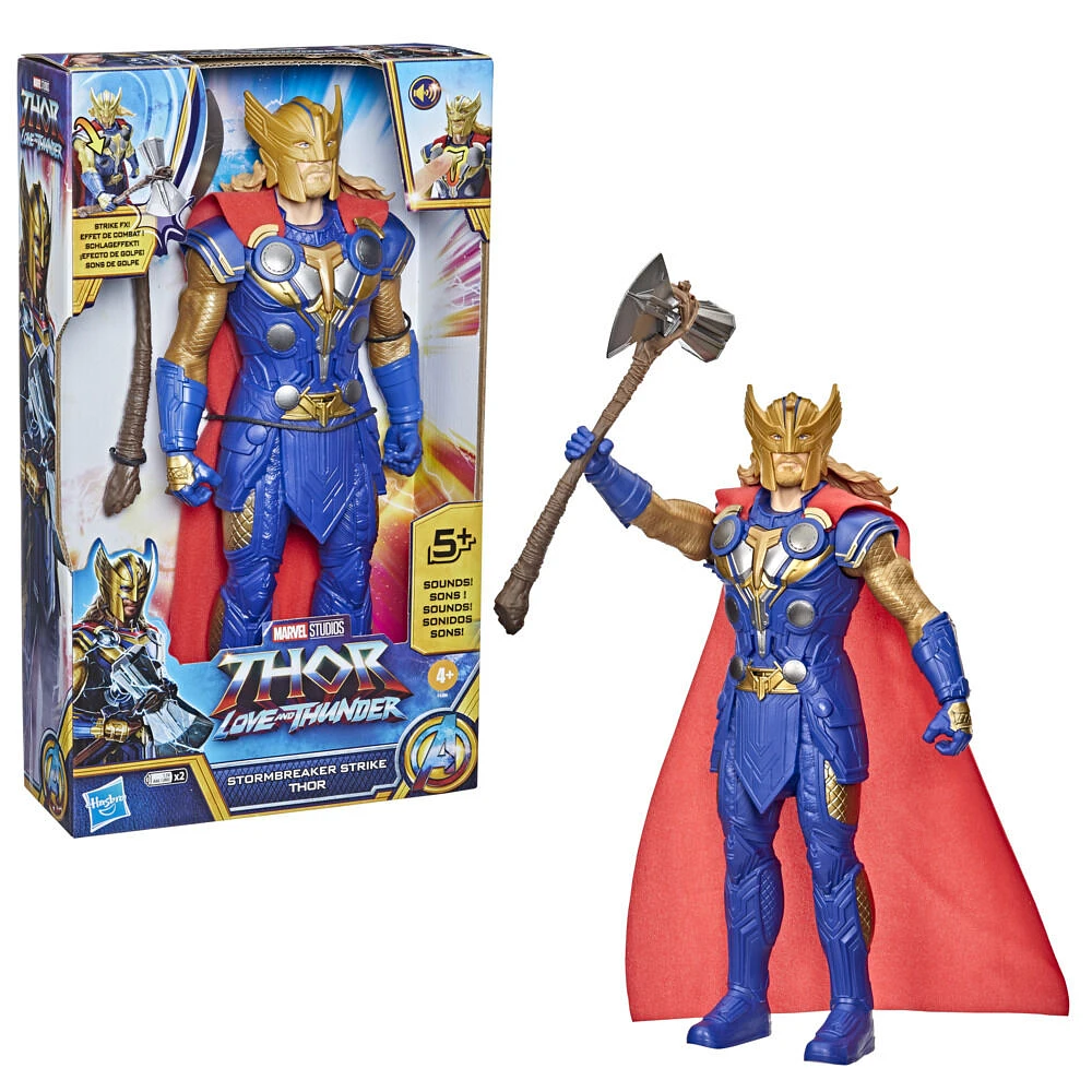 Marvel Studios' Thor: Love and Thunder Stormbreaker Strike Thor Toy, 12-Inch-Scale Electronic Action Figure - French Edition