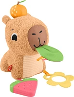 Fisher-Price Snuggly Snacky Capybara Plush Baby Sensory Toy with Teether & Rattle for Newborns