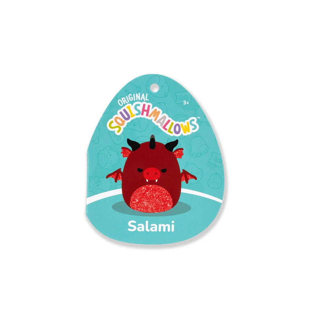 Squishmallows 7.5" Plush - Salami the Red Dragon with Angry Eyes and Sparkle Belly