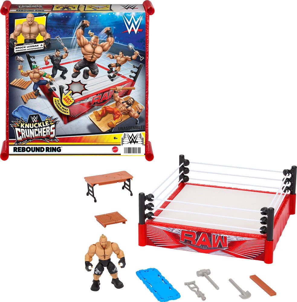 WWE - Coffret de jeu + figurine - Knuckle Crunchers - Ring à rebonds