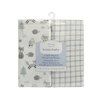 Lot de 2 draps en flanelle Koala Baby à motif renard et carreaux