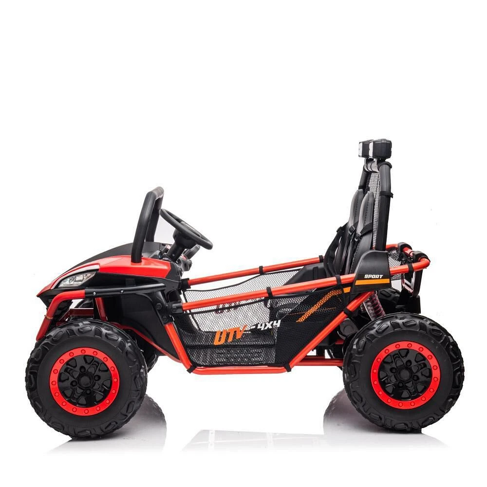 KIDSVIP UTV porteur 4X4 Dune Buggy 2 places 12 V sous licence pour enfants et tout-petits avec RC - Rouge