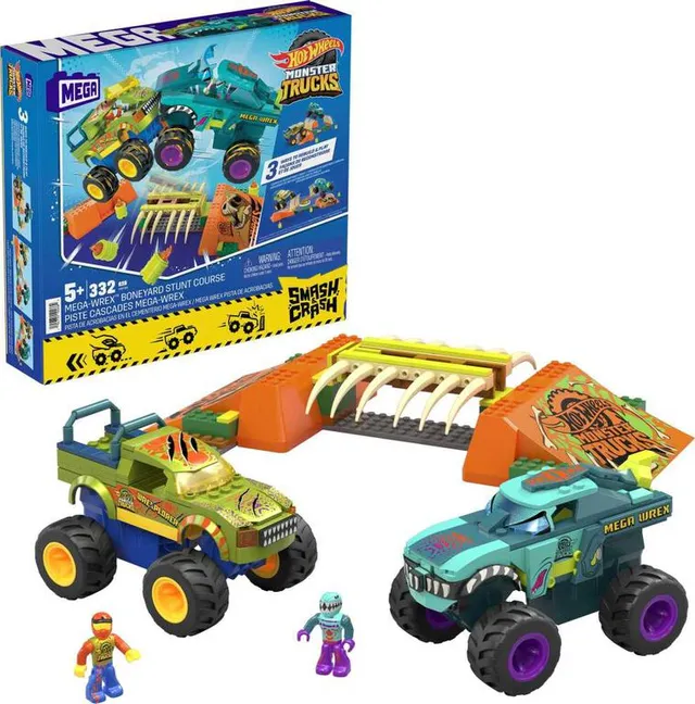 Hot Wheels Monster Trucks Arena Smashers Glow-in-The-Dark Gunkster Playset  with 1 Glow-in-The-Dark 1:64 Scale Gunkster Toy Truck & 2 Crushable Cars