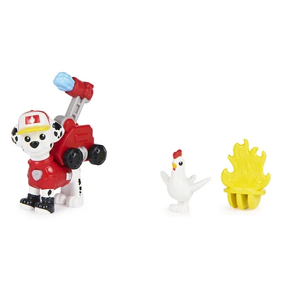 PAW Patrol, Big Truck Pups, Figurine articulée Marcus avec drone de sauvetage à clipser, centre de commande et animal