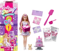 Barbie Party Unboxed Pet Birthday Series Doll & Accessories with 10 Surprises (Styles May Vary)