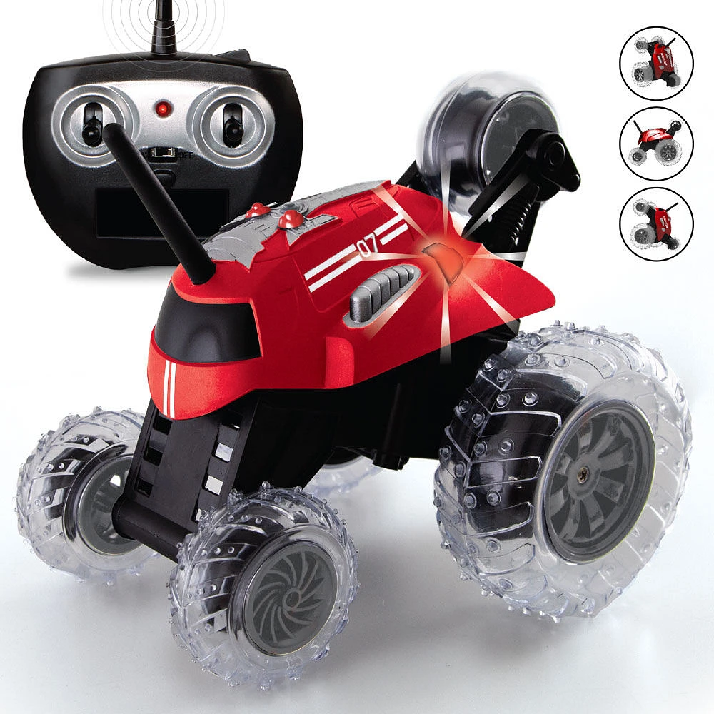 Toy RC Monster Spinning Car Metallic Red