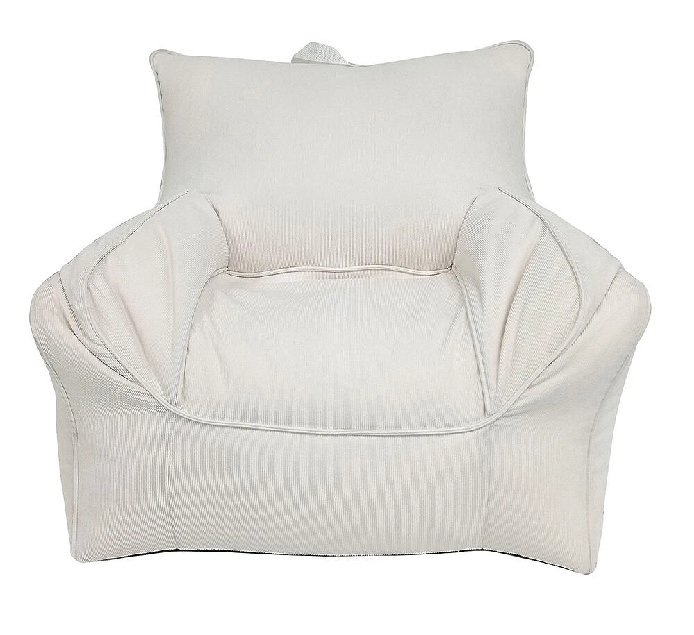 Pouf Kvell en velours côtelé ivoire