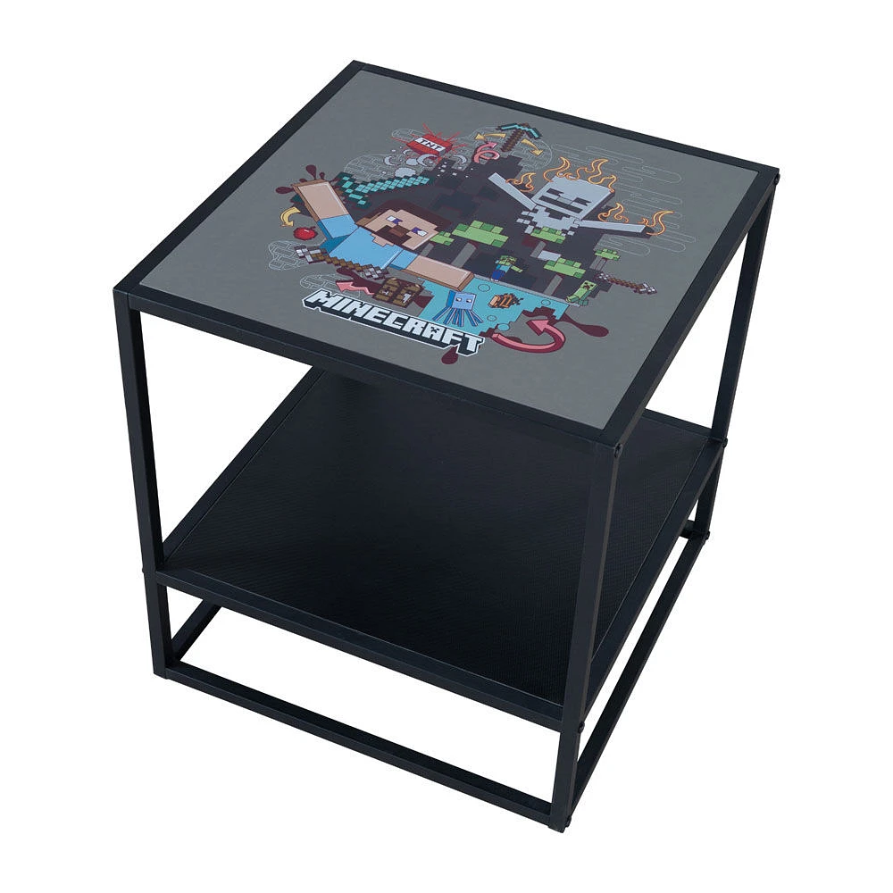 Phoenix Minecraft Side Table with Storage Shelf