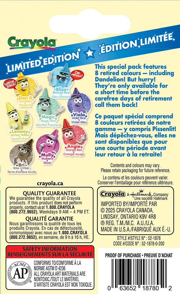 Crayola Limited Edition Crayons, 8 Retired Colours