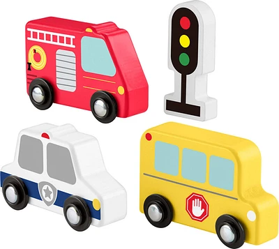 Fisher-Price-Mes véhicules en bois-Jouets à pousser 4pièces