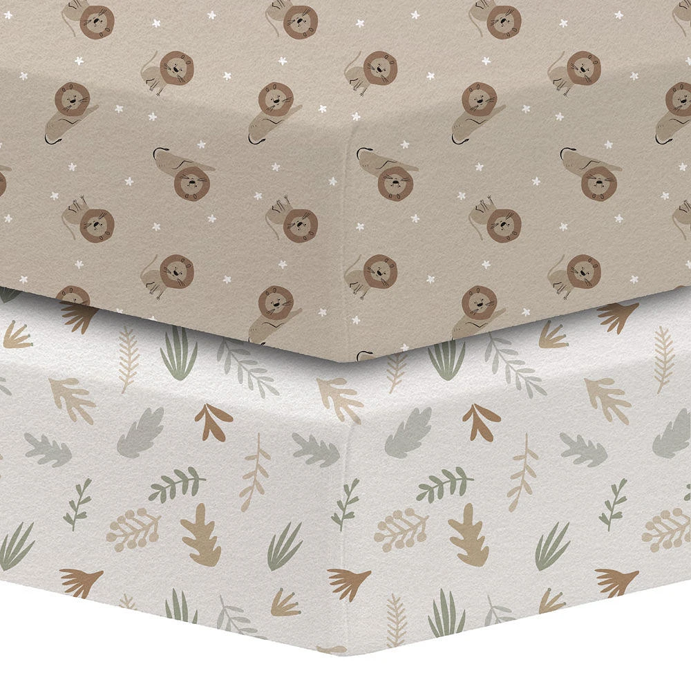 Koala Baby 2 Pack Flannel Sheet Lions/Leaves