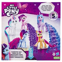 My Little Pony Toys Celebration Tails 5-Figure Set, 3-Inch Small Dolls for Girls and Boys, Unicorn Toys - R Exclusive