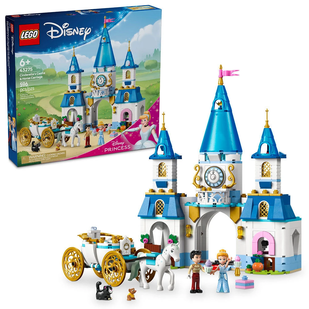 LEGO Disney Le château et la calèche de Cendrillon, Ensemble de construction avec jouet fantastique 43275