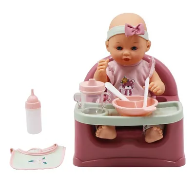 You & Me 14" Feeding Fun. With 14" hard body doll with vinyl hands & legs, with feeding chair & feeding accessories