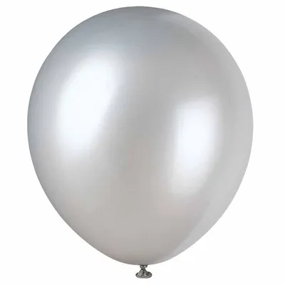 12" Latex Balloons, 8 Pieces - Silver