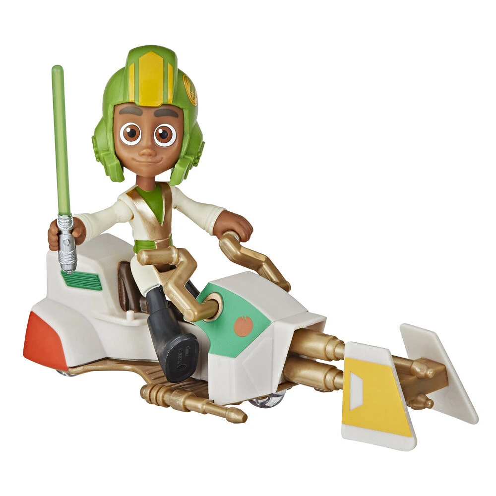 Star Wars Les Aventures des Petits Jedi figurine Kai Brightstar avec Speeder Bike, échelle 10 cm, jouets préscolaires Star Wars