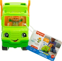 Fisher-Price Little People Recycling Truck Musical Toddler Garbage Toy Set, 5 Pieces