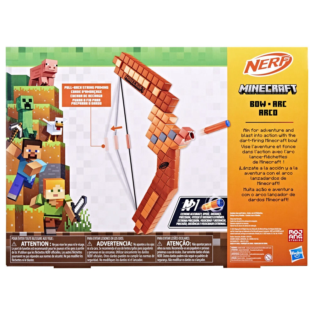 Nerf Minecraft Bow Dart Blaster, 8 Nerf N1 Darts