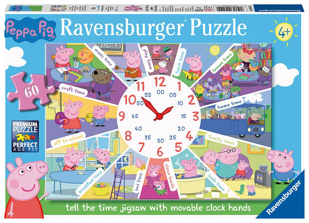 Ravensburger Peppa Pig - Tell the Time Clock Puzzle, 60 piece Jigsaw Puzzle - English Edition