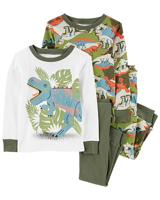 Carter's Four Piece Dinosaur 100% Snug Fit Cotton PJs Green