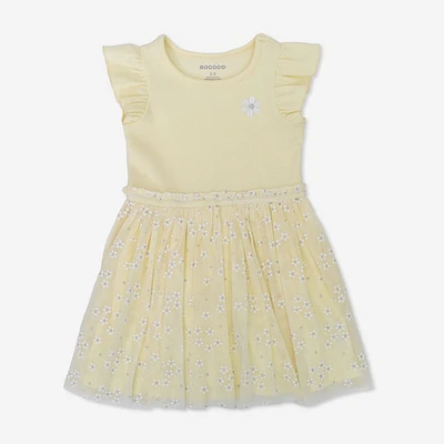 Rococo Floral Tutu Dress Yellow