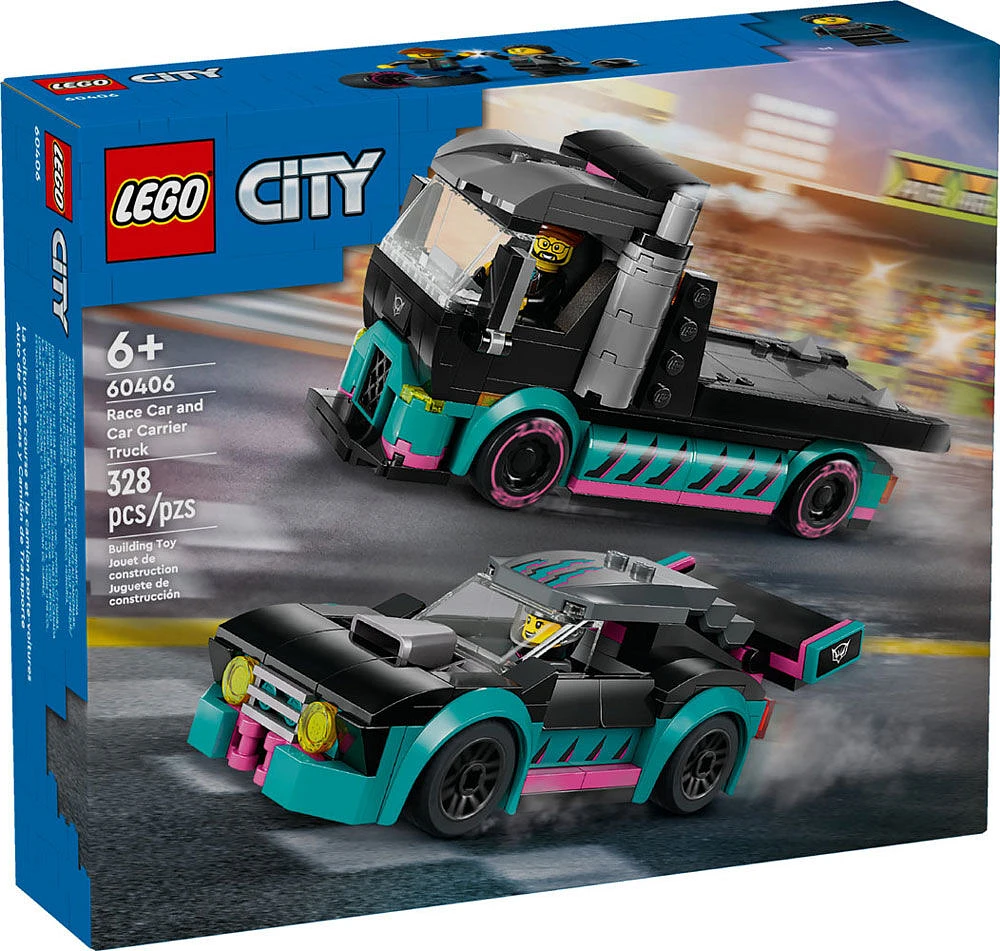 LEGO City La voiture de course et le camion porte-voitures Jouet de construction 60406