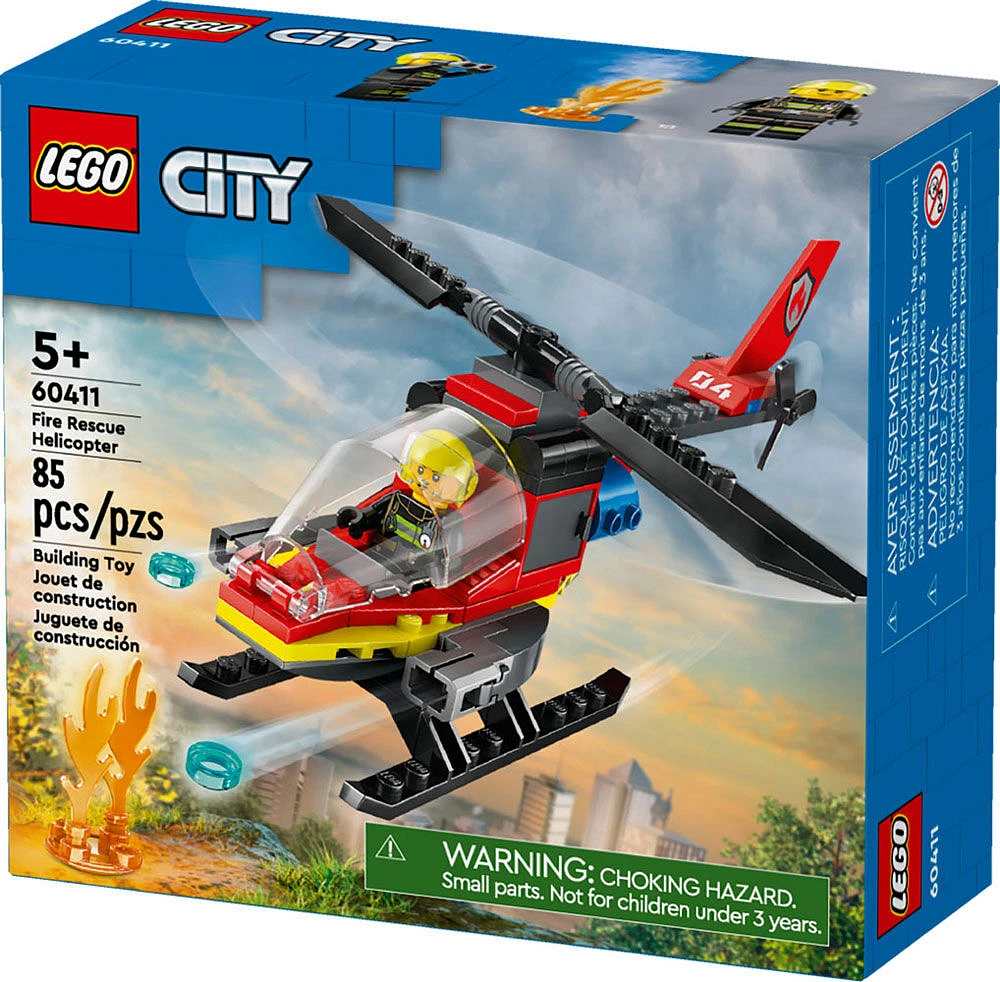 LEGO City Fire Rescue Helicopter Pretend Play Toy 60411