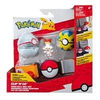 Pokémon Clip 'N' Go Poke Ball Belt Set - Quick Ball, Premier Ball, and Scorbunny