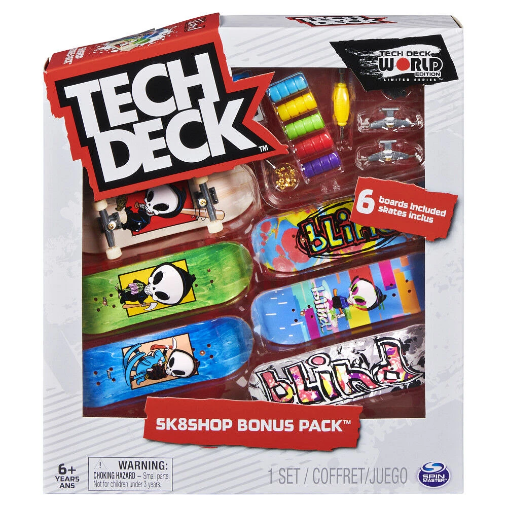 Tech Deck, Sk8shop Fingerboard Bonus Pack, Collectible and Customizable Mini Skateboards (Styles May Vary)