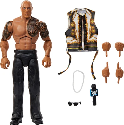 WWE Elite The Rock Action Figure, Series #115 6-inch Collectible with Articulation & Accessories