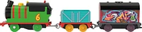 Thomas & Friends Graffiti Percy Motorized Toy Train Engine with Cargo Cars for Preschool Kids