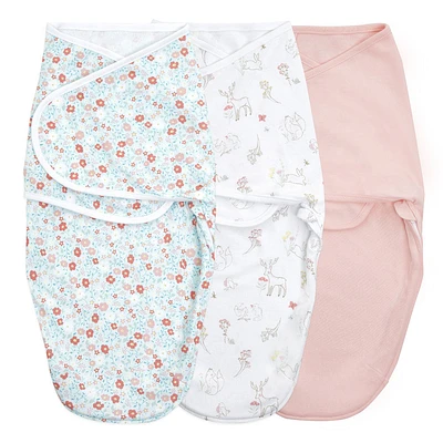 Couverture à Emmailloter Easy Aden + Anais Essentials Fairy Tale Flower 0-3 M, Lot de 3