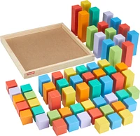 Fisher-Price Wooden Stacking Blocks Building Toy for Toddlers, 65 Wood Pieces