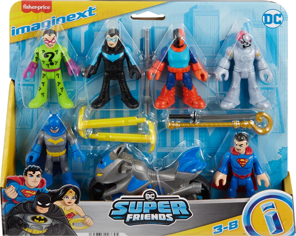 Imaginext DC Super Friends Deluxe Figure Pack Batman Toys for Preschool Kids, 9 Pieces