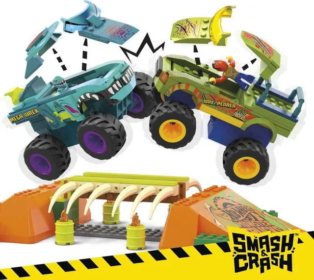 Mattel MEGA Hot Wheels Smash and Crash Gunkster Monster Truck Building Toy  with 1 Figure (84 Pieces)