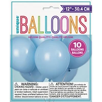 12" Latex Balloons, 10 pieces - Baby Blue