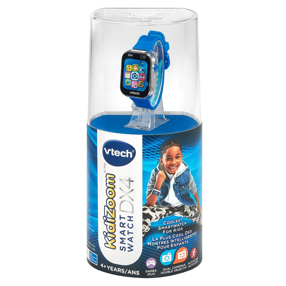 VTech KidiZoom Smartwatch DX4 avec deux appareils photo, effets photo et vidéo jumelage sécurisé des montres, jeux, résistant aux éclaboussures