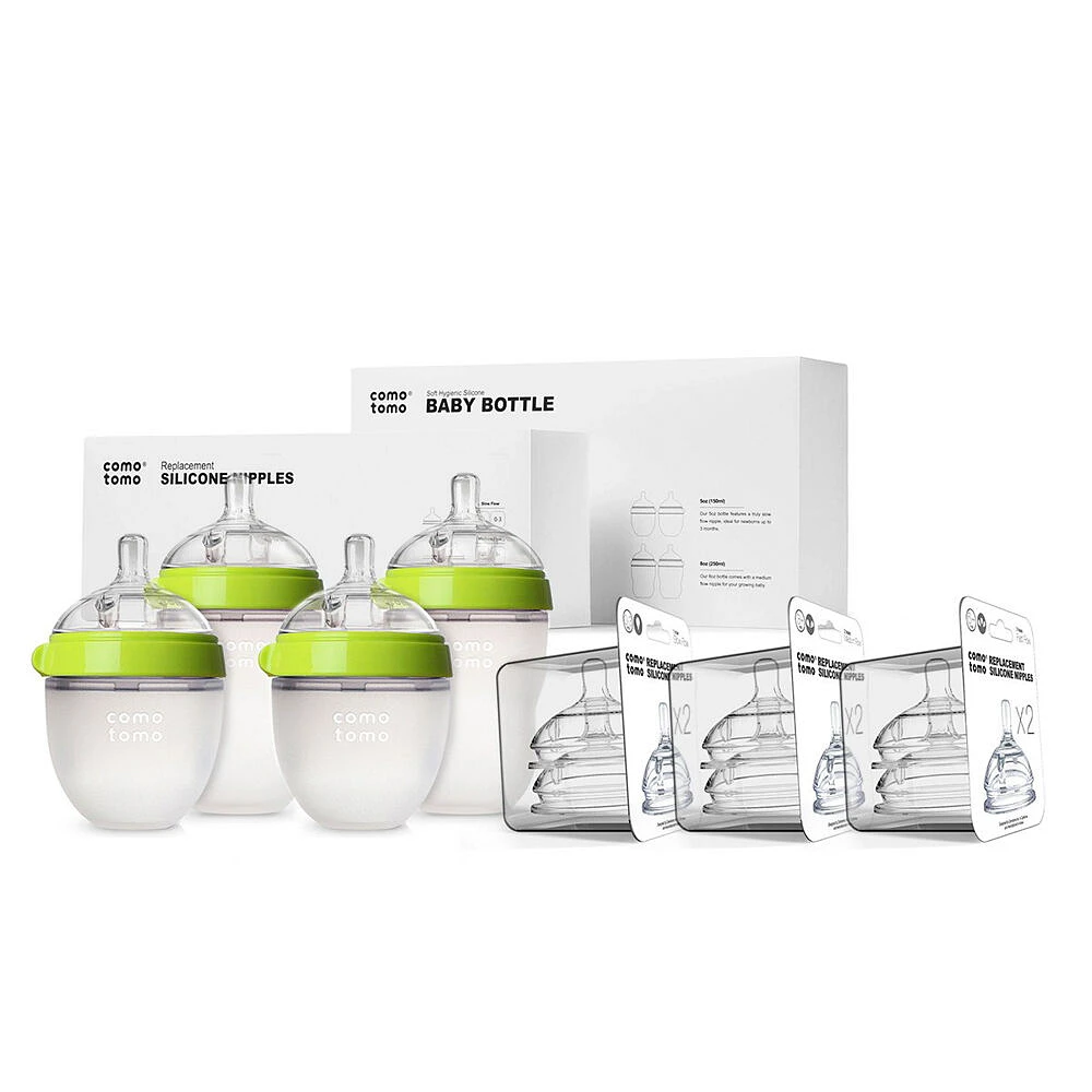 Comotomo Baby Bottle Bundle Green
