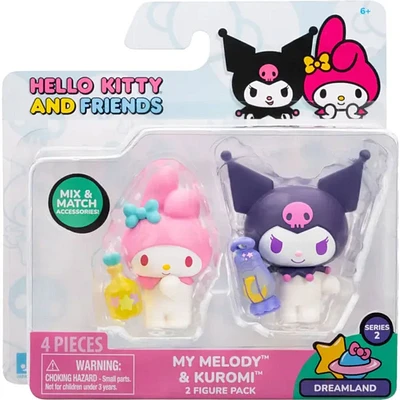Hello Kitty et ses amis, ensemble de 2 figurines : Pays des rêves - My Melody Wish Bottle, Kuromi Lantern