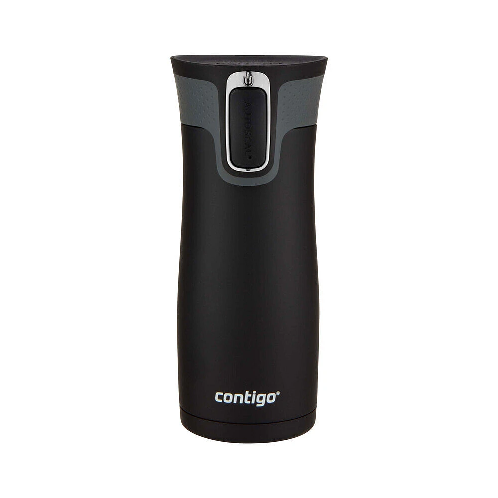 Tasse de voyage en acier inoxydable Contigo West Loop avec couvercle AUTOSEAL, noir mat, 473 ml