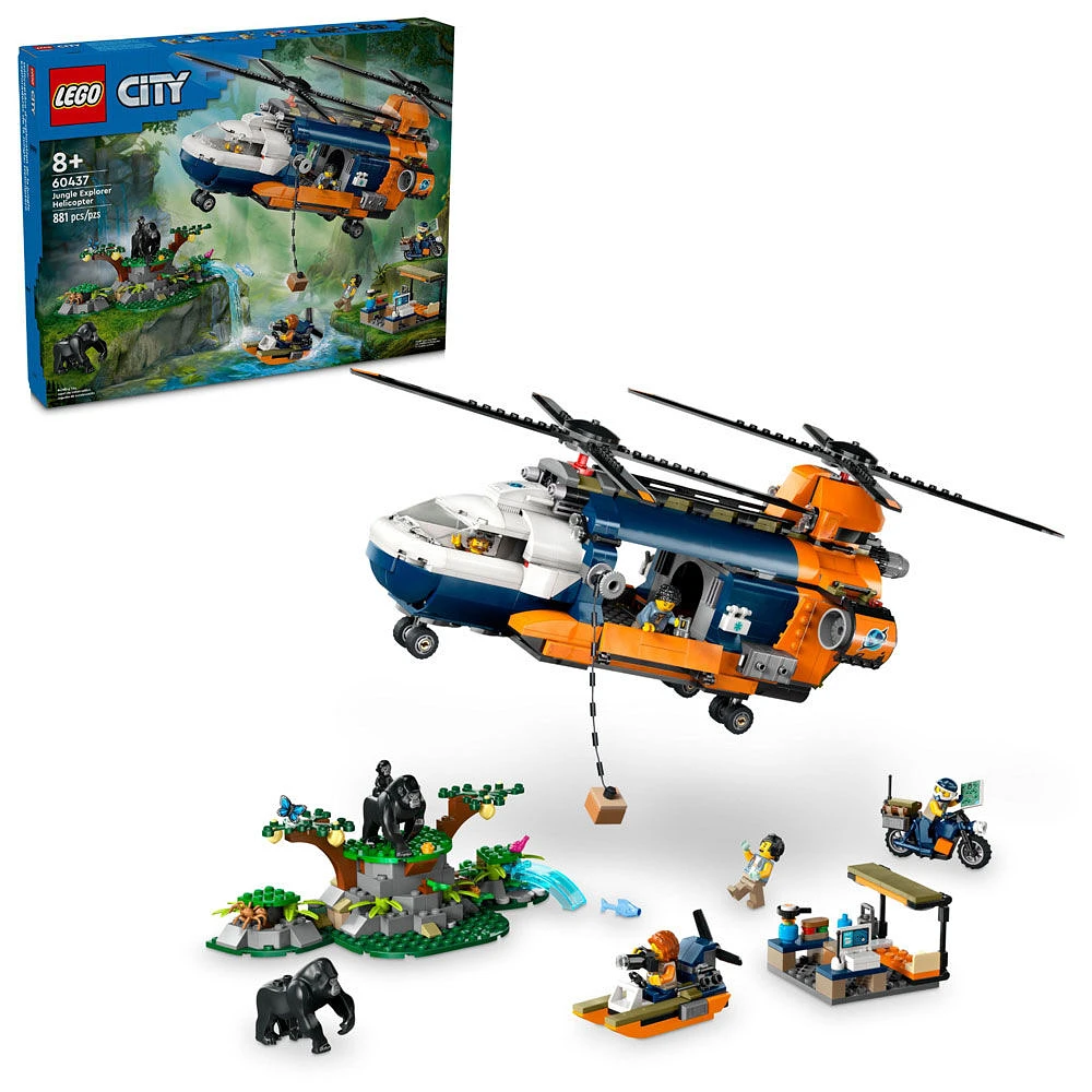 LEGO City Jungle Explorer Helicopter at Base Camp Building Toy, 60437