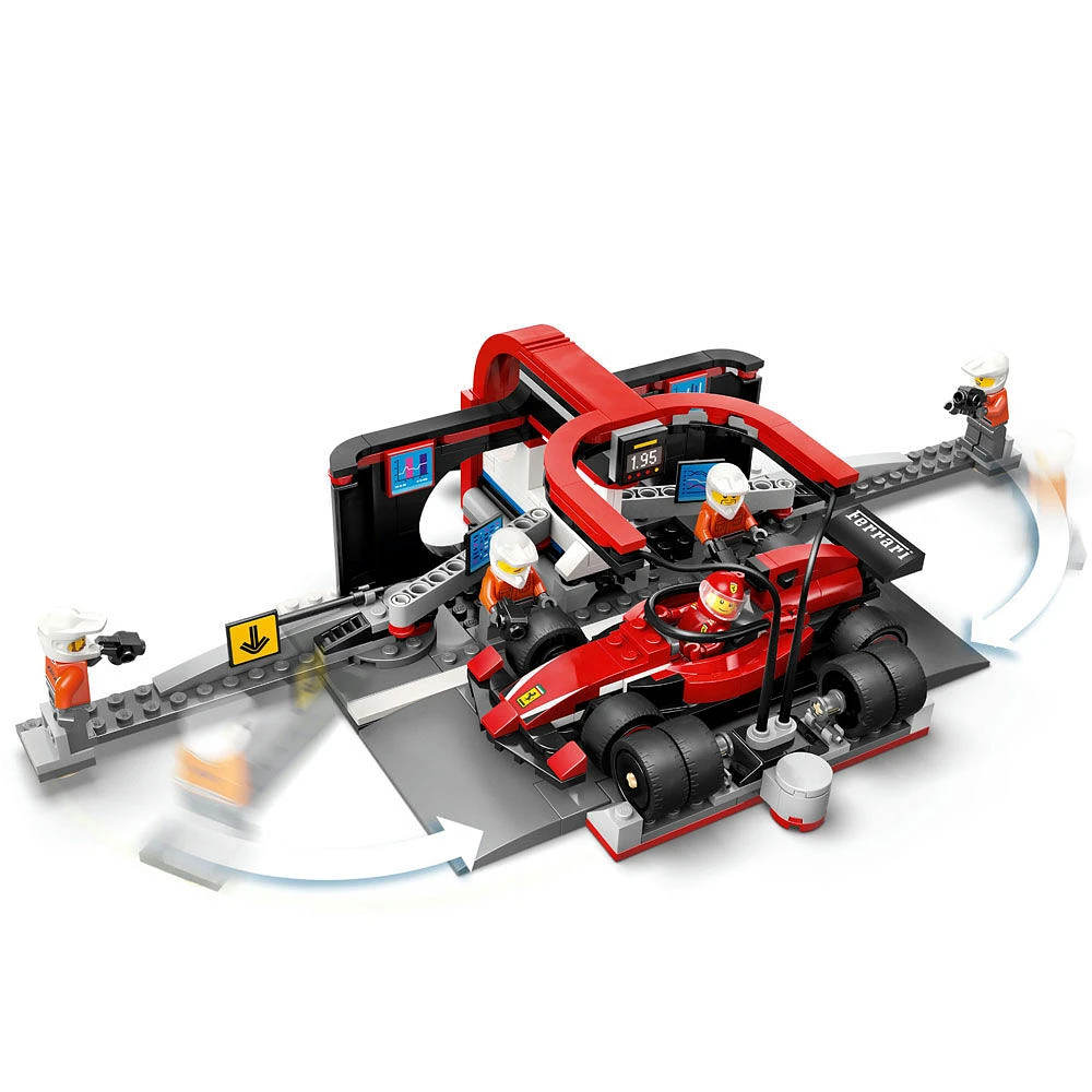 LEGO City F1 Pit Stop & Pit Crew with Ferrari Car Toy - Model Race Car Toy Building Playset - 60443