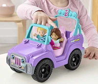 Fisher-Price Little People Barbie Beach Cruiser Toy Car with Sounds and 2 Figures - French Edition - Sounds Only Version