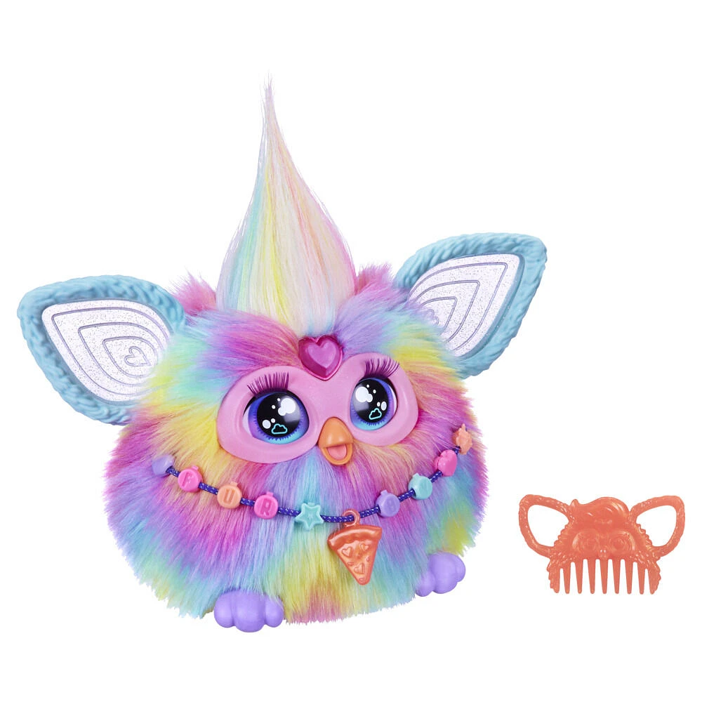 Furby Tie Dye, 15 accessoires, peluche interactive, animatronique activé par la voix - Édition anglaise