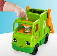 Fisher-Price Little People Recycling Truck Musical Toddler Garbage Toy Set, 5 Pieces