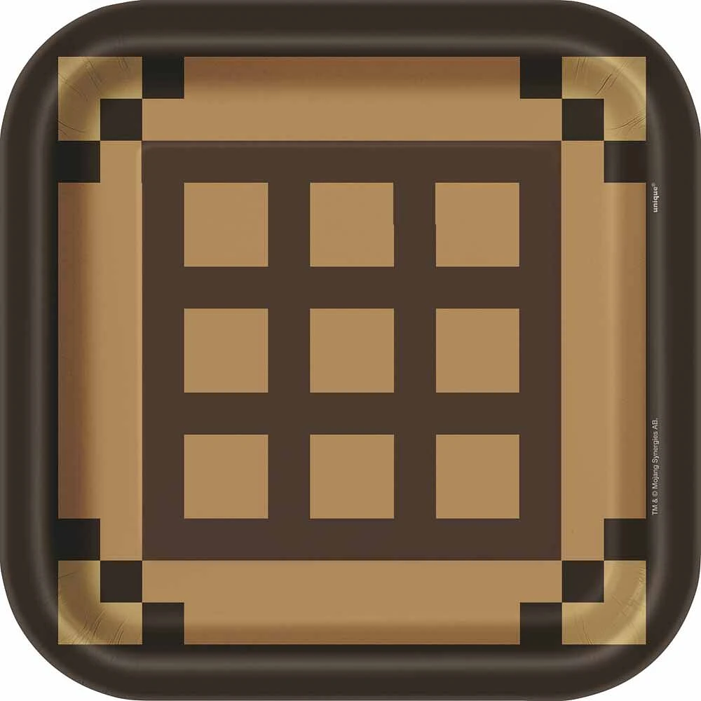 Minecraft Square 9" Plates 8 pieces